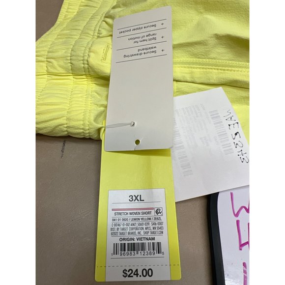 Men's Big Stretch Woven Shorts - All in Motion Bright Yellow 3XL - Picture 6 of 8